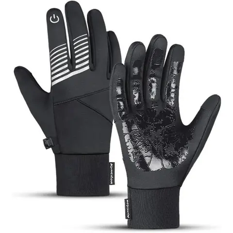 Gants de vélo thermiques antidérapants pour homme - Étanche - Écran tactile