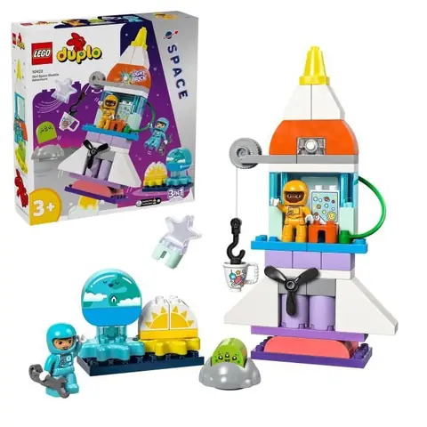 LEGO® 10422 DUPLO LAventure en Navette Spatiale 3-en-1 Jouet de Construction de Fusée Jeu Éducatif