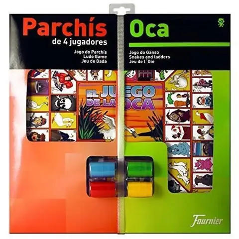 Jeu de plateau Fournier «Société Ludo-oie et Pions» - 40×40 cm - Parchís/Jeu de loie - 4+ joueurs