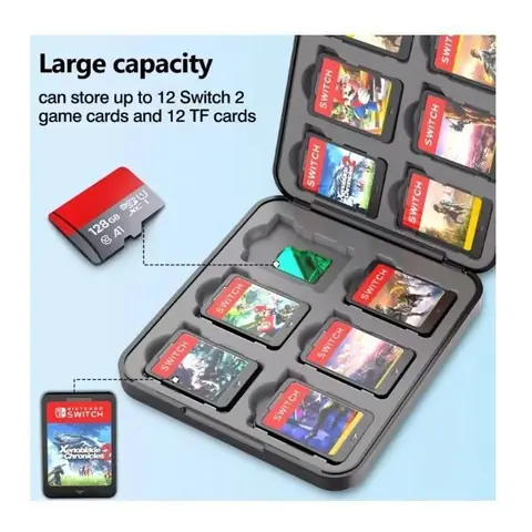 Étui pochette Magnétique pour cartes et cartouches Jeux Switch 2 –  TEKPLAY – Carte mémoire transport  Protecteur couleur noire.