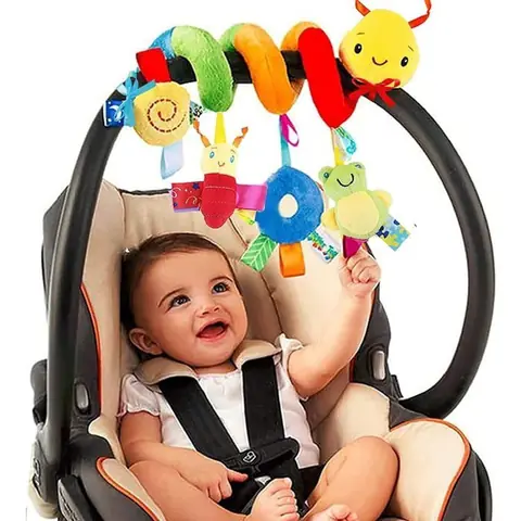 Jouet déveil sensoriel suspendu en spirale pour bébé de 0 à 12 mois avec sonnette et musique idéal pour les sièges auto