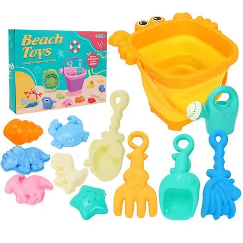 Jouet de Plage 12 PCS Jouets de Sable de Voyage avec Seau Pliable Enfants pour Enfants Garçons Filles