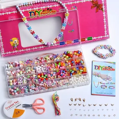 Perles Enfant Bracelet Colliers Bricolage Perles Set Kit de Fabrication de Bijoux Art Crafts Jouets Perle pour Enfant