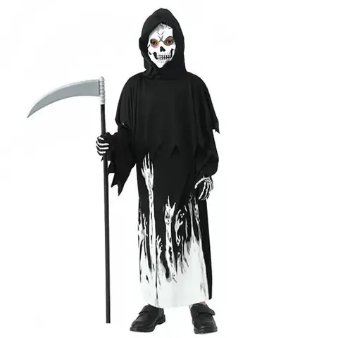Déguisement de rôle enfant Halloween : la Mort au faucille phosphorescente, taille S