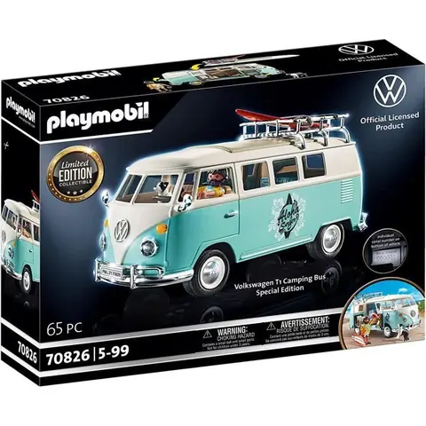 Combi-Edition spéciale - Playmobil - Volkswagen T1 - Bleu - 2 personnages - Accessoires inclus