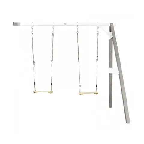 Portique mural en Bois FSC Gris / Blanc avec 2 Balançoires Enfant - AXI