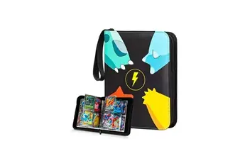 Classeur de Rangement Motif Pokémon pour 400 Cartes avec Fermeture Zippée Noir
