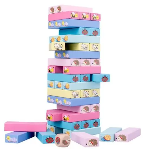 Jouet Dempilage de Tour de Bloc de Construction en Bois - AMOUNE - 51 Pièces - Enfant - Mixte - Multicolore
