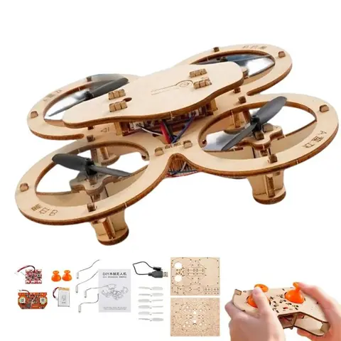 Kit de construction de drone radiocommandé en bois à monter soi-même – Quadricoptère à construire pour enfants et adolescents jouet