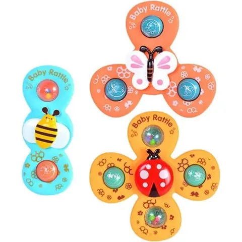 Toupie à ventouse pour bébé - Hand Spinner - Fidget Cube - Jouet anti-stress jante - Roue - 3 pièces