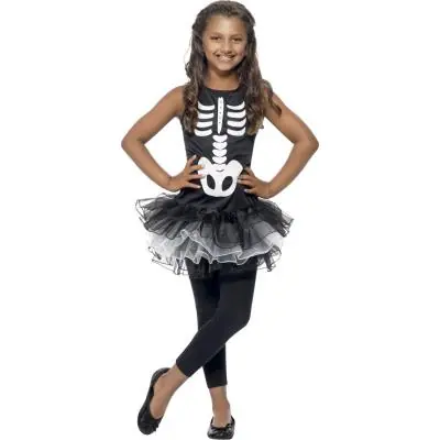 Déguisement squelette tutu noir fille Halloween 4 à 6 ans