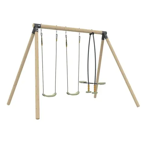 Portique 2 balançoires et vis-à-vis BARBICHE en Bois H224cm