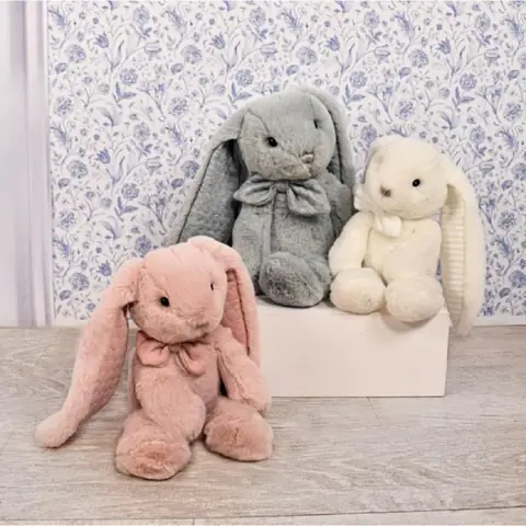 Peluche - HISTOIRE DOURS - Lapin Preppy Chic - Rose - 30CM - Bébé - Naissance