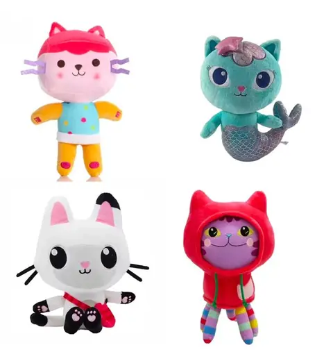 Peluche gabby chat pandy la maison magique 4pcs/lot doudou enfant dessin animé cadeau chat boite