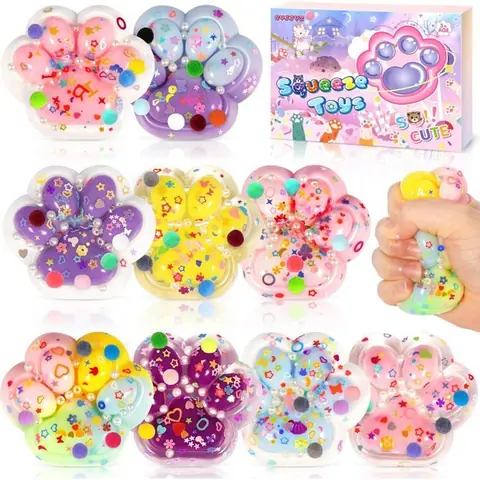 Jouet squishy patte de chat - ZUUKO - 9 pièces - Anti-stress - 75x65x3 cm - TPR - Doux au toucher - Facile à nettoyer