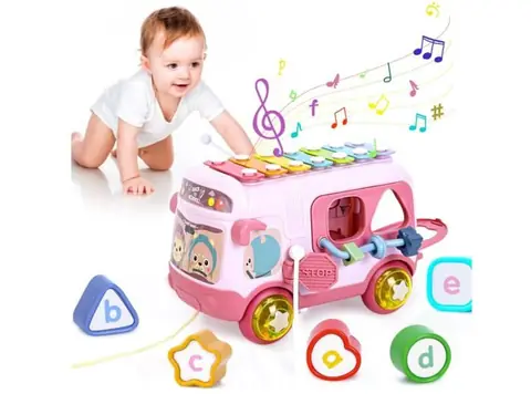 Jouets musicaux pour bébé de 12 à 18 mois pour filles de 1 an jouets sensoriels avc bus xylophonetrieur formes jouets 12-18