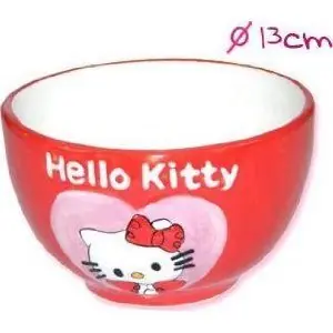 Bol en relief - SANRIO - Hello Kitty - Rouge - Enfant - Diamètre 13 cm