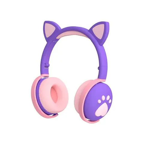 Casque Bluetooth sans fil pour enfants Little Ears avec empreinte violette
