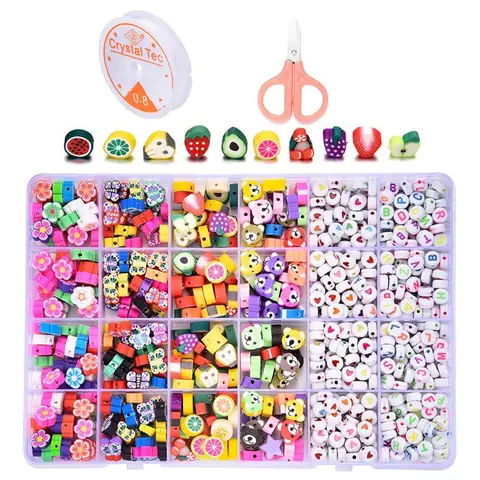 Kit de perles pour enfants pour fabriquer bracelets et colliers soi-même avec alphabet et motifs poney création de bijoux