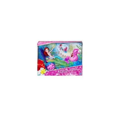 Figurine Princesse Disney - Ariel - Calèche colorée - Jupe amovible - 2 pièces - Pour enfants de 3 à 10 ans