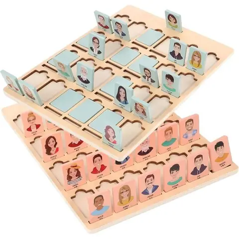Jeu de société - Qui suis-Je - Jouet éducatif en bois - Pour enfants à partir de 3 ans - Mixte - Intérieur
