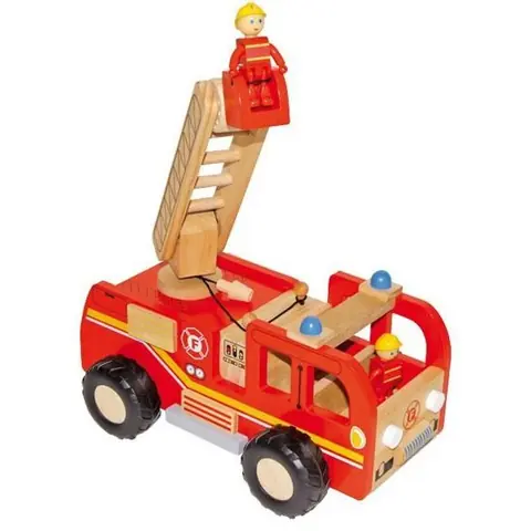 Camion de pompiers en bois - Sam le Pompier - Avec grande échelle - Jouet pour garçon de 3 ans et plus