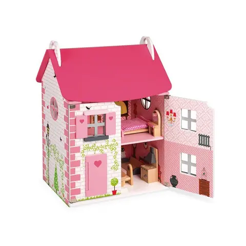Maison de poupées Mademoiselle - JANOD - Bois - 3 étages - Accessoires en bois