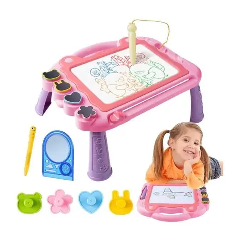Ardoise Magique - Rose - 2 stylos - 4 tampons