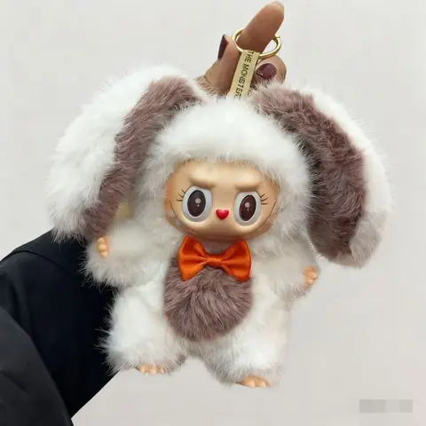 Peluches Labubu Monster Series - Série de modifications - 17 cm - Cadeaux de Noël ou danniversaire idéaux – Blanc