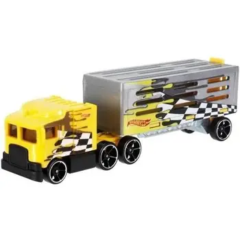 HOT WHEELS Camion Transporteur Track Stars 15 cm (modèle aléatoire) Remorques Interchangeables pouvant contenir un véhicule 1:64