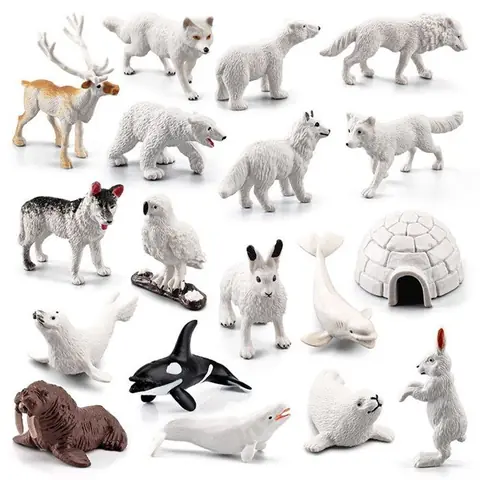 Figurines - Animaux polaires de lArctique - 18 pièces - PVC - Multicolore