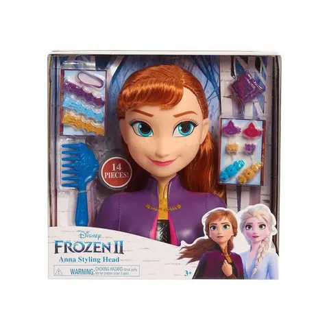Tête A Coiffer Anna Cheveux Brun Reine des Neige - 14 Pieces - Set Jouets Fille Et 1 Carte offerte - Jouet Coiffure - Accessoires