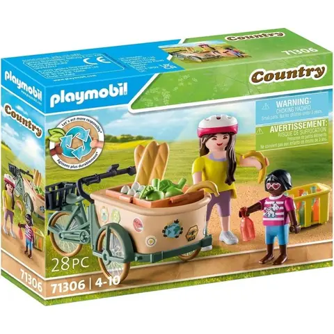 Country - Cycliste avec vélo et remorque avant