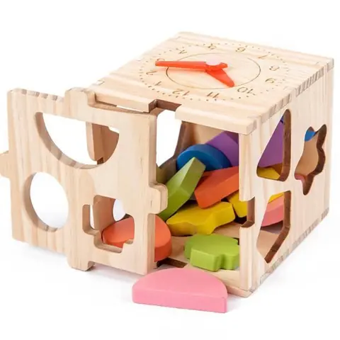 Jouet éducatif - Cube à emboîter - Bois de pin - 12 cubes - Couleurs vives - 24 mois et plus