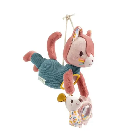 Jeanne Le Chat - Peluche Nomade d activites - Rose et Vert - 26 cm