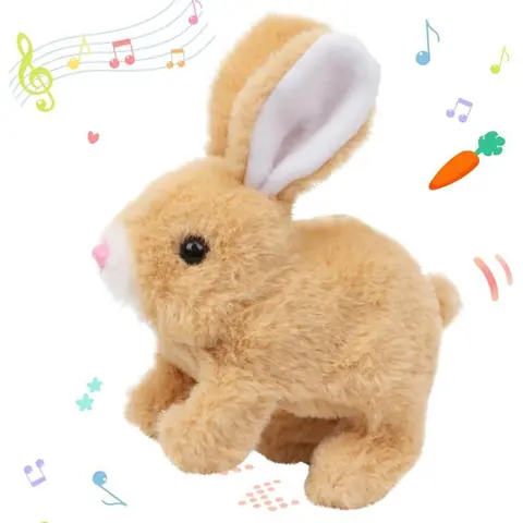 Lapin interactif en peluche - ULISEM - Mouvements animés - Effets sonores - Éveil et imagination - Peluche douce