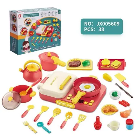 Jouet de Cuisine pour Enfant - 38pcs Accessoires de Cuisine et de Nourriture - Jeu de Rôle pour Enfants 4 5 6 ans