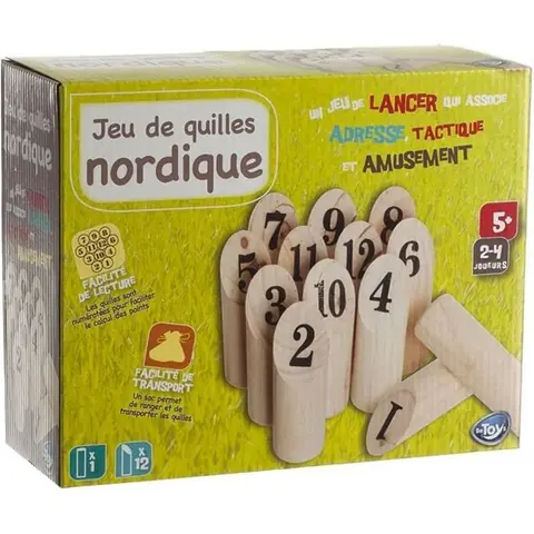 Jeu de Quilles Nordique - En Bois - Sac de rangement inclus