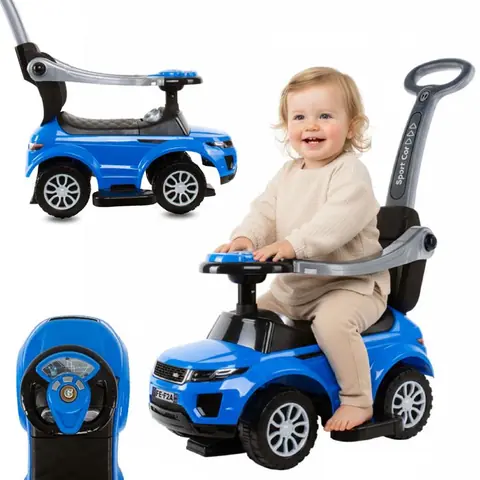 Porteur enfant voiture Sport Car - 12 mois - signal sonore - compartiment de rangement - roues en plastique - Bleu