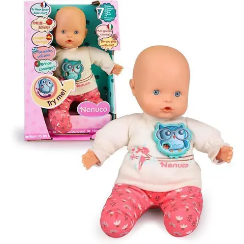 Nenuco Poupon intéractif Parle 7 Langues 30 cm Corps Souple Pour les enfants dès 3 Ans NFN78