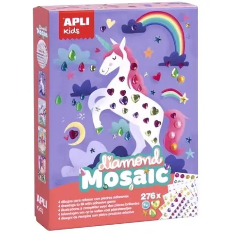 Kit créatif - Apli Kids - Gommettes strass Licorne - 4 pcs - Pour enfants à partir de 4 ans - Activité ludique