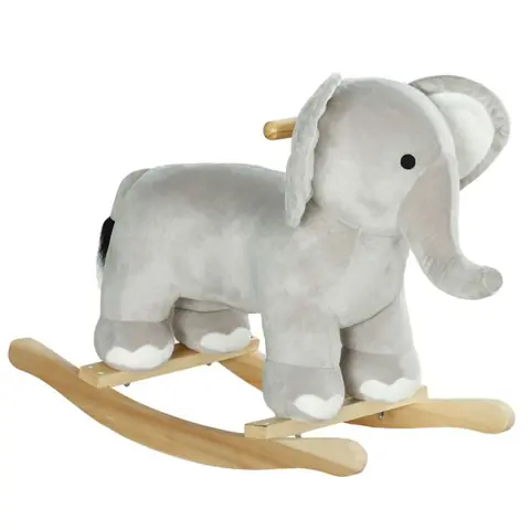 Cheval à bascule pour enfant - AIYAPLAY - en forme déléphant - à effets sonores avec poignées - 645L x 31l x 52H cm gris