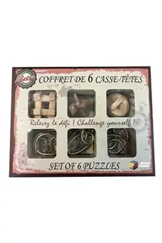 Coffret 6 casse-tete en bois et métal