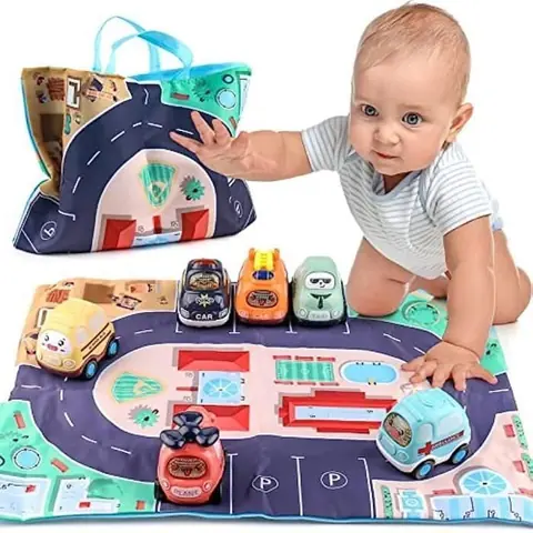 Voiture Jouet Bebe 1 2 3 Ans garçons Filles 6 Pièces Petite Voiture Enfant Jouet Press and go avec Sac de Rangement