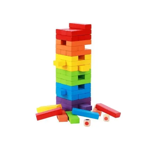 Jeu dEmpilage Blocs de Construction en Bois Colorés - 54 Pièces - Jouets dApprentissage