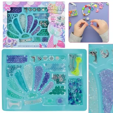 Set de perles - MEGA CREATIVE - Kit créatif - 20 bijoux - Pour enfants 6 ans et plus - Mixte