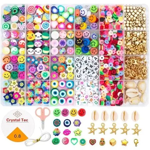 Perles pour Bracelet - DIY - Enfants - Colorées - Non toxiques - Kit de Fabrication de Bijoux