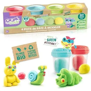 SUPER GREEN Kit de 4 pots de pâte à modeler bio