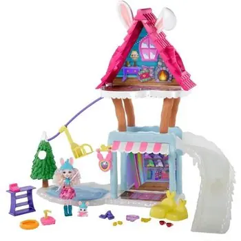 ENCHANTIMALS Vallée Enneigée Coffret Chalet des Neiges de Bevy Lapin - 63 cm