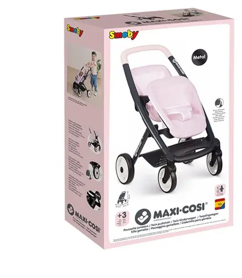 Jeu d'imitation Smoby Maxi-Cosi Poussette Jumeaux Rose